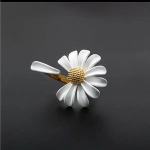 Daisy flower ring resizable white gold jewelry women’s gift